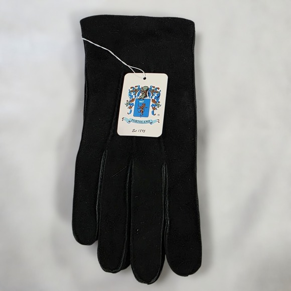 Portolano Accessories - NWT Portolano Goatskin Leather & Lambs Wool Gloves Womens Black Large Lined